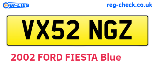 VX52NGZ are the vehicle registration plates.