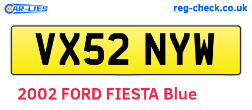 VX52NYW are the vehicle registration plates.