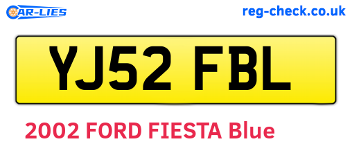 YJ52FBL are the vehicle registration plates.