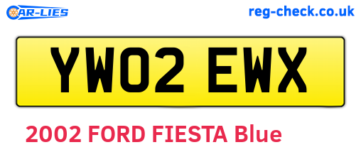 YW02EWX are the vehicle registration plates.