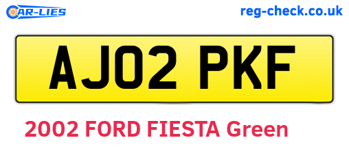AJ02PKF are the vehicle registration plates.