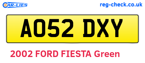AO52DXY are the vehicle registration plates.