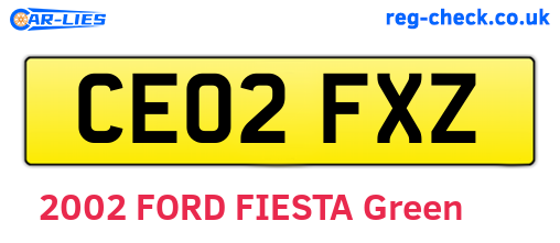 CE02FXZ are the vehicle registration plates.