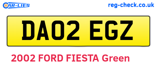 DA02EGZ are the vehicle registration plates.