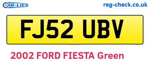 FJ52UBV are the vehicle registration plates.