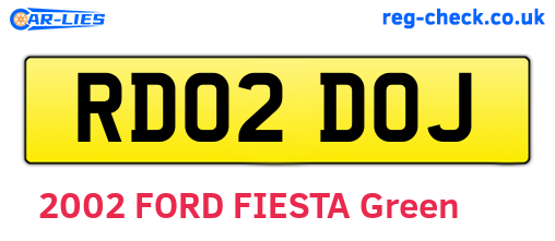 RD02DOJ are the vehicle registration plates.