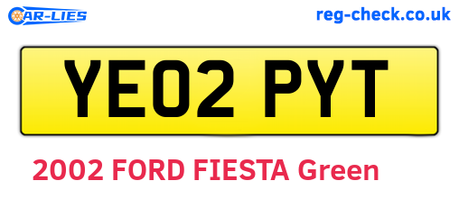 YE02PYT are the vehicle registration plates.