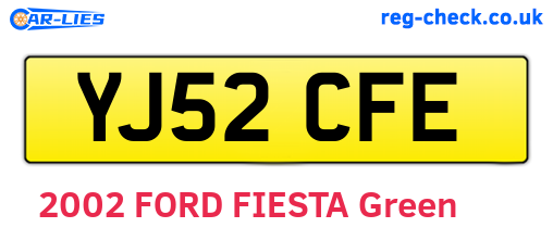 YJ52CFE are the vehicle registration plates.