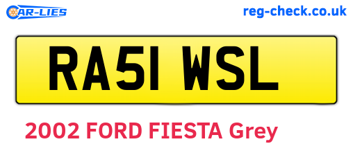 RA51WSL are the vehicle registration plates.
