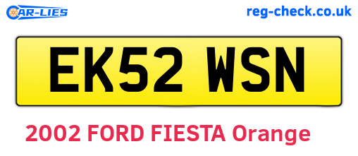 EK52WSN are the vehicle registration plates.