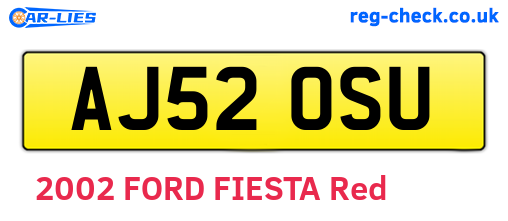 AJ52OSU are the vehicle registration plates.
