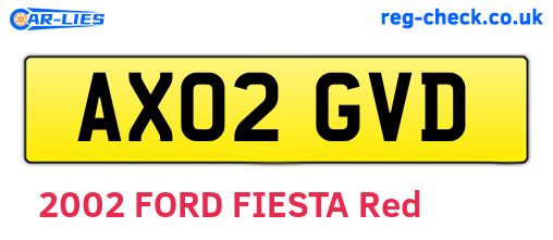 AX02GVD are the vehicle registration plates.