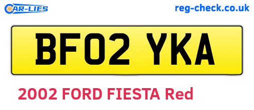BF02YKA are the vehicle registration plates.