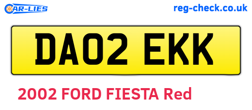 DA02EKK are the vehicle registration plates.