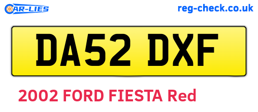 DA52DXF are the vehicle registration plates.