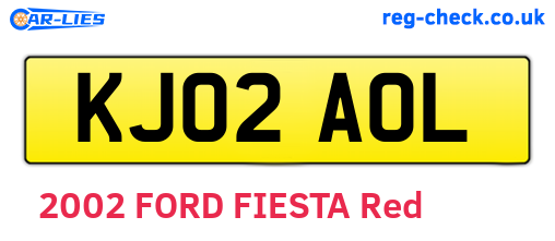 KJ02AOL are the vehicle registration plates.