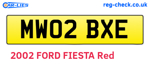 MW02BXE are the vehicle registration plates.
