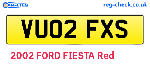 VU02FXS are the vehicle registration plates.