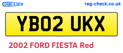 YB02UKX are the vehicle registration plates.