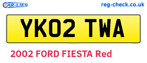 YK02TWA are the vehicle registration plates.