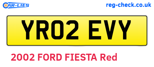 YR02EVY are the vehicle registration plates.