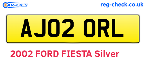 AJ02ORL are the vehicle registration plates.