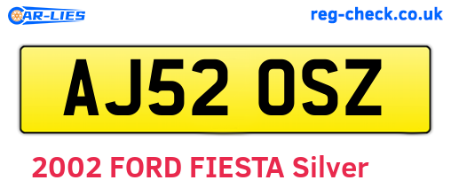 AJ52OSZ are the vehicle registration plates.