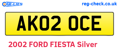 AK02OCE are the vehicle registration plates.