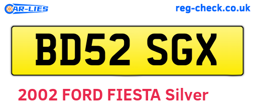 BD52SGX are the vehicle registration plates.
