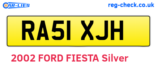RA51XJH are the vehicle registration plates.