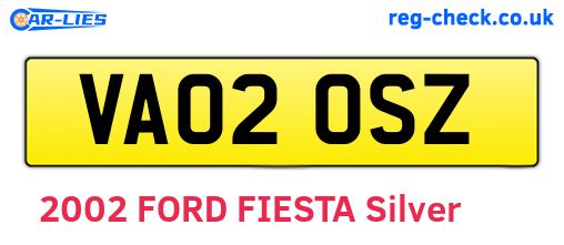 VA02OSZ are the vehicle registration plates.