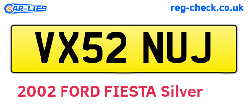 VX52NUJ are the vehicle registration plates.