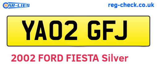 YA02GFJ are the vehicle registration plates.
