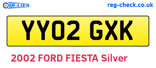 YY02GXK are the vehicle registration plates.