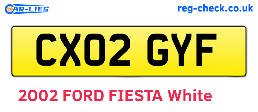 CX02GYF are the vehicle registration plates.