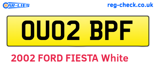 OU02BPF are the vehicle registration plates.