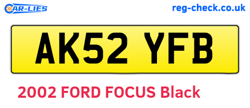 AK52YFB are the vehicle registration plates.