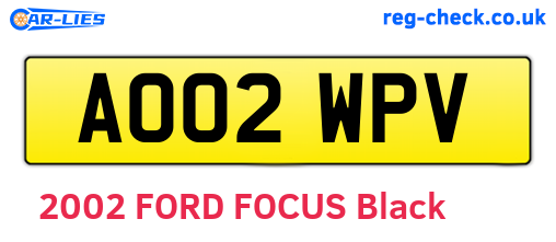 AO02WPV are the vehicle registration plates.