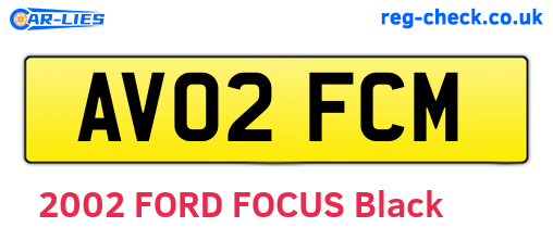 AV02FCM are the vehicle registration plates.
