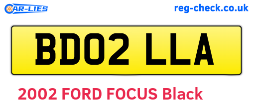 BD02LLA are the vehicle registration plates.