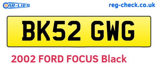 BK52GWG are the vehicle registration plates.