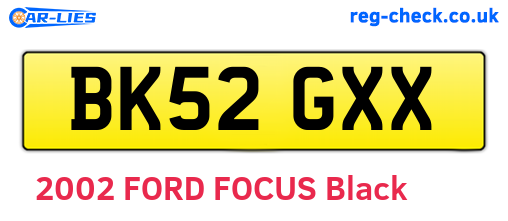 BK52GXX are the vehicle registration plates.