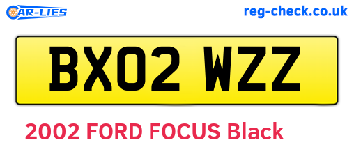 BX02WZZ are the vehicle registration plates.