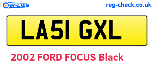 LA51GXL are the vehicle registration plates.