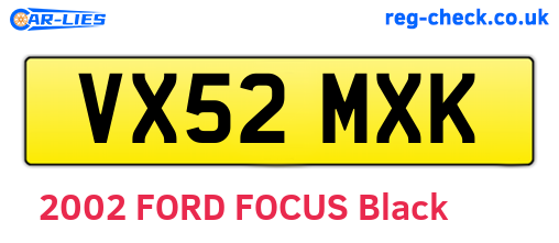 VX52MXK are the vehicle registration plates.