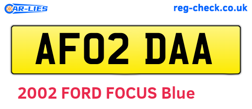 AF02DAA are the vehicle registration plates.