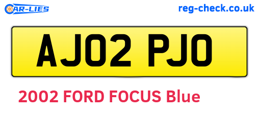 AJ02PJO are the vehicle registration plates.