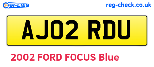 AJ02RDU are the vehicle registration plates.