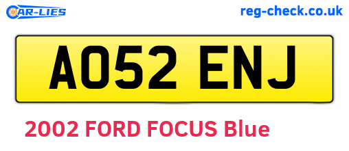 AO52ENJ are the vehicle registration plates.