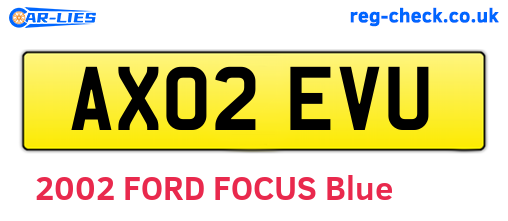 AX02EVU are the vehicle registration plates.